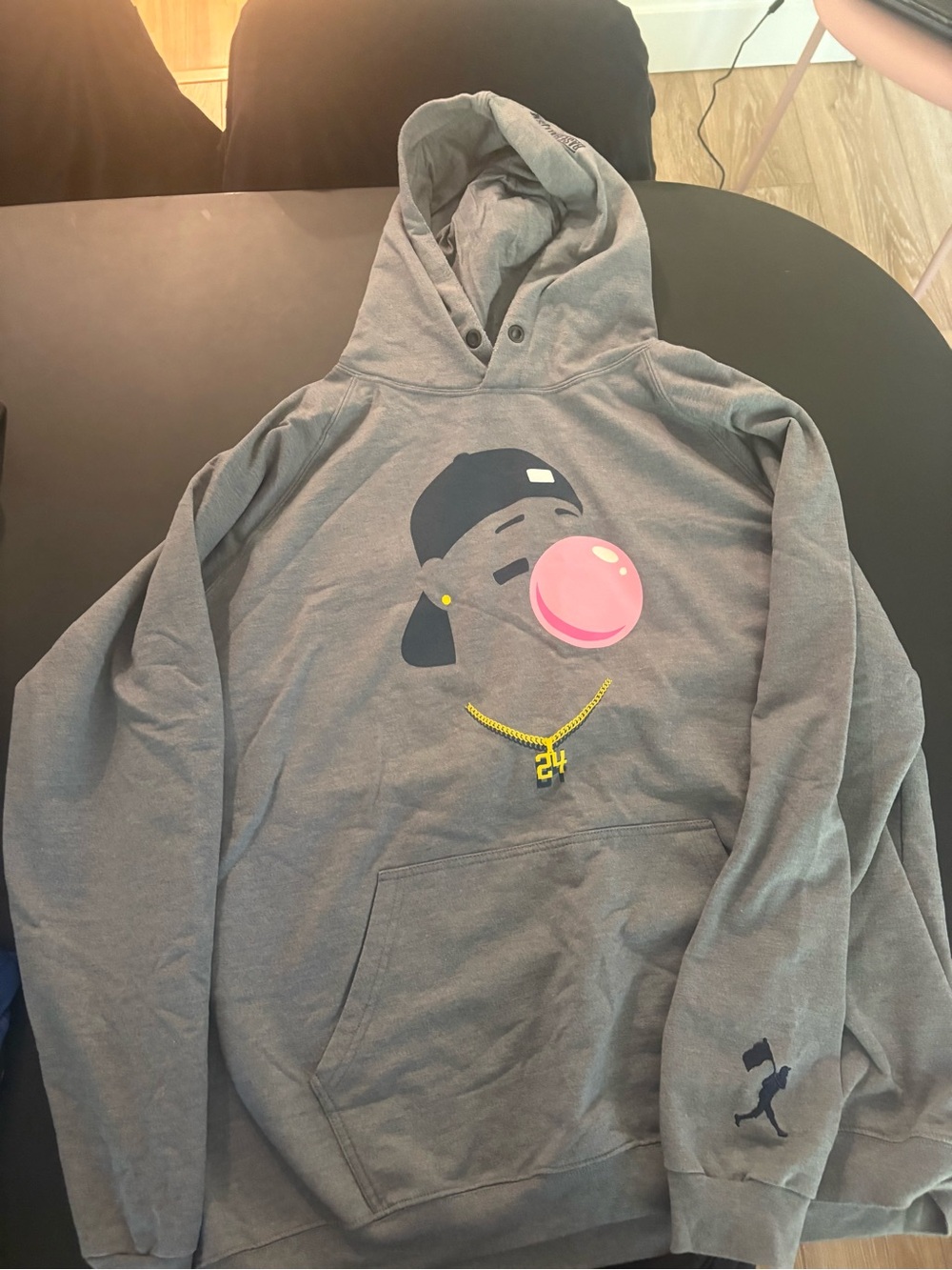 Men's Grey Ken Griffey “The Kid”  Pullover Hoodie - Bubblegum Design